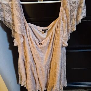 Torrid Lace Flutter Sleeve Tank Top in Light Pink